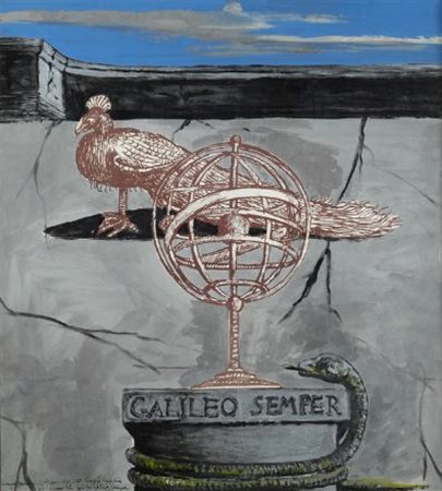 Sergio Vacchi (Castenaso, 1925) Galileo semper, 1967 Olio su carta riportata...