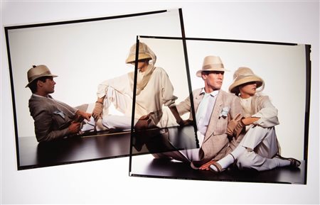 Irving Penn (Plainfield, 1917 - New York, 2009) per catalogo Gucci P/E 1983, foto lei e lui safari