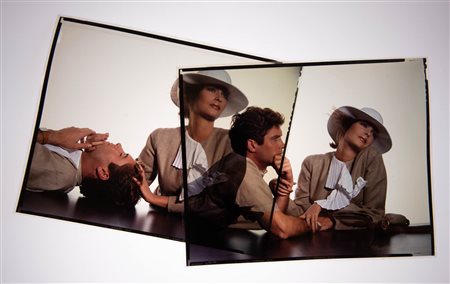 Irving Penn (Plainfield, 1917 - New York, 2009) per catalogo Gucci P/E 1983, foto lei e lui bianco