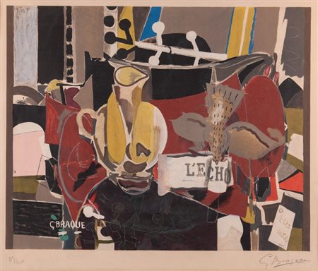 GEORGE BRAQUE (Argenteuil 1882 - Parigi 1963) "L'echo". Litografia a colori...