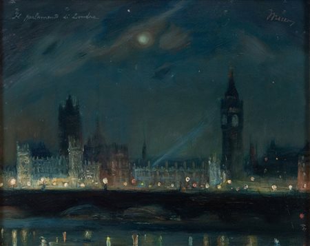 MACEO CASADEI (Forlì 1899 - 1992) "Il parlamento di Londra", 1962. Olio su...