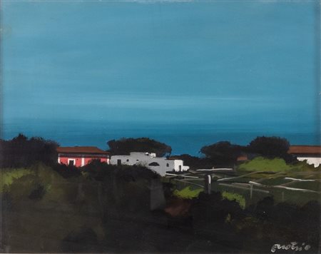 ENOTRIO PUGLIESE (Buenos Aires 1920 - Pizzo 1989) "Paesaggio sul Tirreno"....