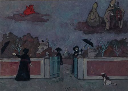 NINO CAFFE' (Alfedena 1908 - Pesaro 1975) "Senza titolo", 1972. Olio su tela....