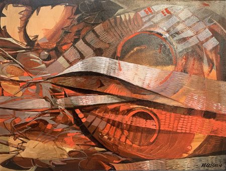 GIUSEPPE DE GREGORIO (Spoleto 1920 - 2007) "Bosco in autunno e farfalle"....