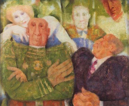 REMO SQUILLANTINI (Stia 1920 - Firenze 1996) "Il generale". Olio su tavola....