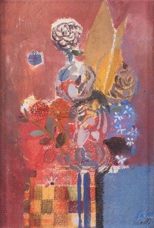 BRUNO SAETTI (Bologna 1902 -1984) "Fiori", 1966. Tecnica mista su cartoncino....