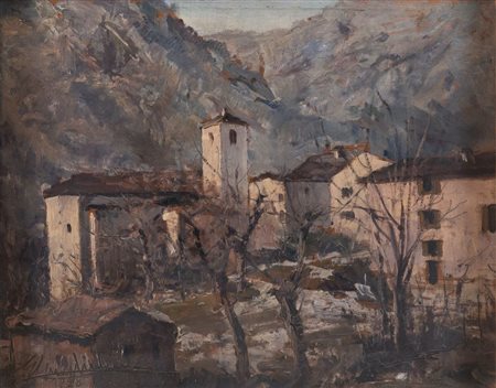 GIULIO GUGLIELMINI (Bologna 1895 - 1957) "Paesaggio", 1928. Cm 33x42. Opera...