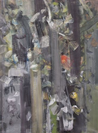 GIUSEPPE FERRARI (Bologna 1921 - 2011) "Figure in un parco". Olio su tela. Cm...