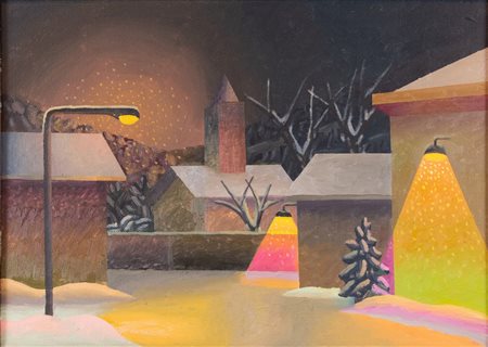 SALVO (Leonforte 1947 - Torino 2015) "Inverno", 2006. Olio su tela. Cm 50,5x70,5....