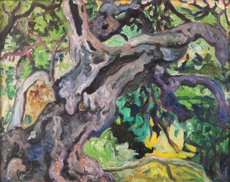 CARLO LEVI (Torino 1902 - Roma 1975) "Senza titolo". Olio su tela. Cm 80x100....