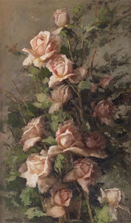 AGOSTINO ZUCCHINI (Fiesso di Budrio 1894 - Bologna 1972) "Rose", 1956. Olio...