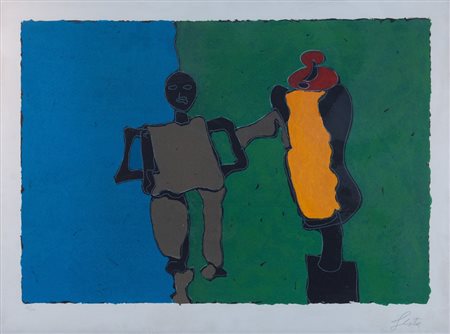TANO FESTA (Roma 1938 - 1988) "Senza titolo". Litografia a colori su carta....