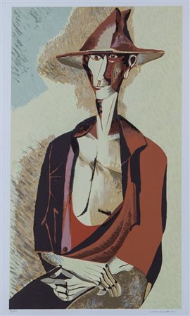 REMO BRINDISI (Roma 1918 - Lido di Spina 1996) “Pastore”. Litografia a colori...