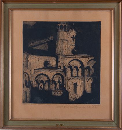 UBALDO MAGNAVACCA (Modena 1885 - 1957) "L'abside del duomo di Modena", 1915....