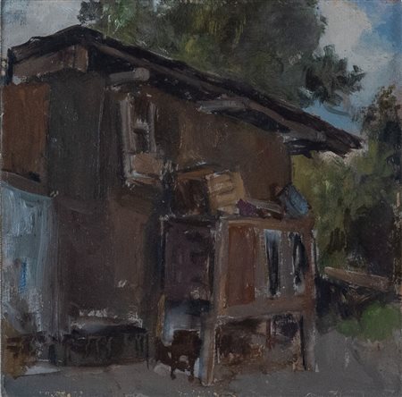 DINO BOSCHI (Bologna 1923 - 2015) "Senza titolo", 1946. Olio su tavola. Cm...