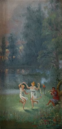 GASTON BOUY (Bois-Colombe 1866 - 1943) "Senza titolo", 1894. Olio su tavola....