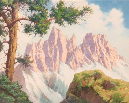 ROBERTO FRANZONI (Bologna 1882 - 1960) "Paesaggio montano". Acquerello su...