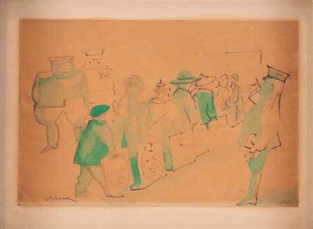 MINO MACCARI (Siena 1898 - Roma 1989) "Senza titolo". Acquerello su carta. Cm...