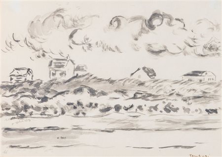 ORFEO TAMBURI (Jesi 1910 - Parigi 1994) "Paesaggio", 1946. Disegno su carta....
