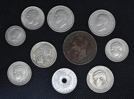 LOTTO DI MONETE composto da 10 monete greche: - 10 lepta 1870 - 10 lepta 1969...