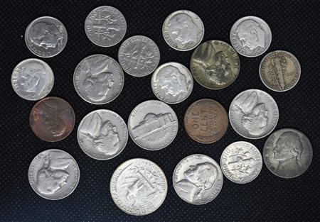 LOTTO DI MONETE composto da 20 monete americane: - 1 cent 1957 - 1 cent 1983...