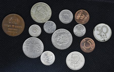 LOTTO DI MONETE composto da 13 monete svedesi: - 5 ore 1963 - 5 ore 1972 - 5...