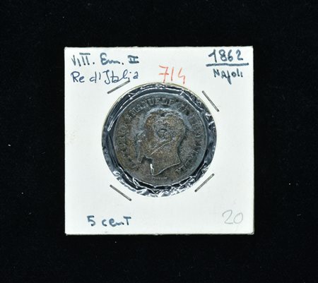 5 CENTESIMI REGNO D'ITALIA 1862 Vittorio Emanuele II, zecca di Napoli