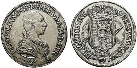 <br>FIRENZE. Leopoldo di Lorena. Medaglia riproduzione di un Francescone in Ag (27,6 g - 41 mm).