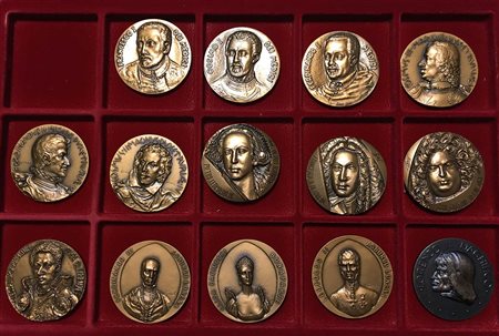 <br>FIRENZE. Lotto composto da 14 medaglie commemorative in bronzo del Convegno Internazionale Numismatico di Firenze (1980-1985)