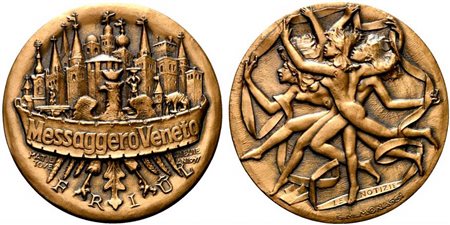 <br>FRIULI. Messaggero Veneto. Medaglia 1977. Opus Monassi AE (115 g - 62,3 mm)