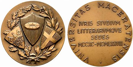 <br>MACERATA. Medaglia 1978 Università degli studi di Macerata. AE (32,37 g - 43,9 mm).