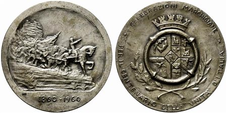 <br>MARCHE. Medaglia celebrazioni Marchigiane per il centenario dell'unità d'Italia 1860-1970. Opus Morelli Ag (98,4 g - 59 mm).