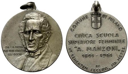 <br>MILANO. Comune di Milano. Medaglia Civica Scuola Superiore Femminile "A. Manzoni" 1961. Ag (15,2 g - 32,2 mm).