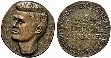 <br>PISA. UMBERTO VIALE (1931-1969). Medaglia 1970 Istituti Riuniti di Ricovero e di Educazione. AE (33,08 g - 41 mm). FDC