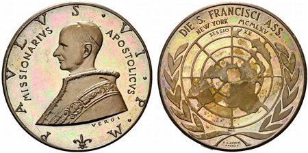 <br>ROMA. PAOLO VI. Medaglia 1965  MISSIONARIVS APOSTOLICVS. AE (31 g - 45 mm) opus Veroi. FDC