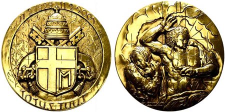 <br>ROMA. Giovanni Paolo II (1978-2005). Medaglia 2001 Opus Senesi AE dorato (128 g - 60,3 mm). Con cofanetto.