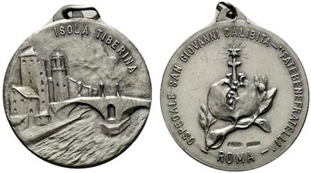 <br>ROMA. Isola Tiberina. Medaglia Ospedale San Giovanni Calibita FATEBENEFRATELLI. Ag (12,14 g - 30 mm).