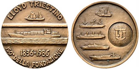 <br>TRIESTE. Lloyd Triestino. Medaglia 1986. 150° anniversario della fondazione AE (29,7 g - 40,6 mm). Coniazione Johnson Opus Bernardi. FDC