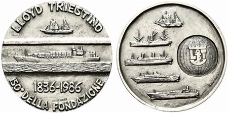 <br>TRIESTE. Lloyd Triestino. Medaglia 1986. 150° anniversario della fondazione Ag (27,2 g - 40,4 mm). Coniazione Johnson Opus Bernardi. FDC