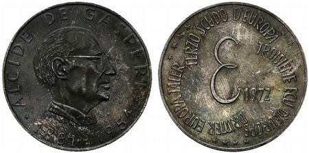 <br>ALCIDE DE GASPERI. Medaglia 1972 AG (25,25 g - 40 mm).