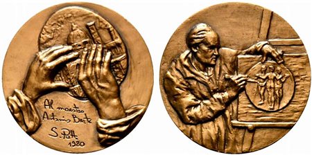 <br>ANTONIO BERTI.  Medaglia 1980 al maestro Antonio Berti. AE (56 g - 50 mm)