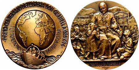 <br>BEATO LUIGI GUANELLA. Medaglia primo centenario dell'opera 1886-1986. Opus Monti AE (430 g - 83 mm)