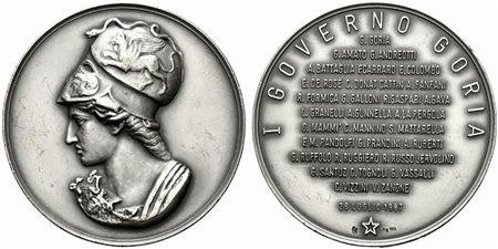 <br>GOVERNO GORIA. Medaglia 1987 Ag (51,03 g - 50 mm).