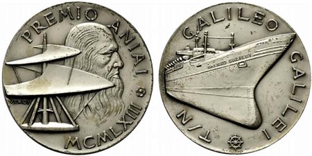 <br>ANIAI. Associazione Nazionale Ingegneri e Architetti Italiani.Premio 1963 Nave Galileo Galilei. Opus Veroi Ag (49 g - 45 mm).