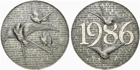 <br>IPZS. Medaglia Calendario 1986. Incisione sul contorno IL PRESIDENTE DEL CONSIGLIO DEI MINISTRI BETTINO CRAXI. Ag (250 g - 80 mm) Opus Masci. qFDC