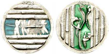 <br>Medaglia Calendario 1988. Ag con smalto (28 g - 31 mm).