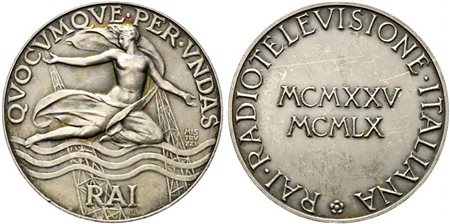 <br>RAI. Medaglia 1960 Radio Televisione Italiana. Ag (190 g - 80 mm) Opus Mistruzzi. SPL