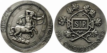 <br>SIP. Medaglia cinquantenario. Coniazione Johnson Ag (202 g - 74 mm)