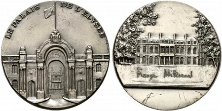 <br>FRANCIA. Medaglia 1982 LE PALAIS DE L'ELYSEE - Mitterand. Ag (315 g - 81,5 mm). qFDC