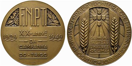<br>PORTOGALLO. Medaglia 1949 FNPT 20° anniversario. AE (185g - 70,5 mm).